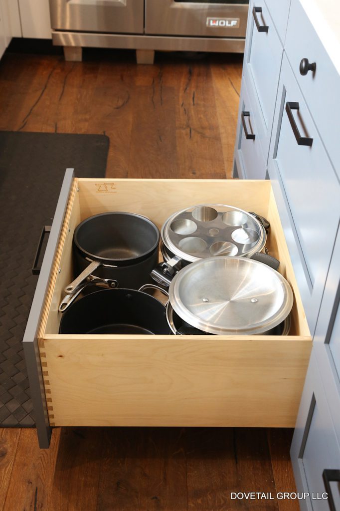 pot lids in kitchen drawer