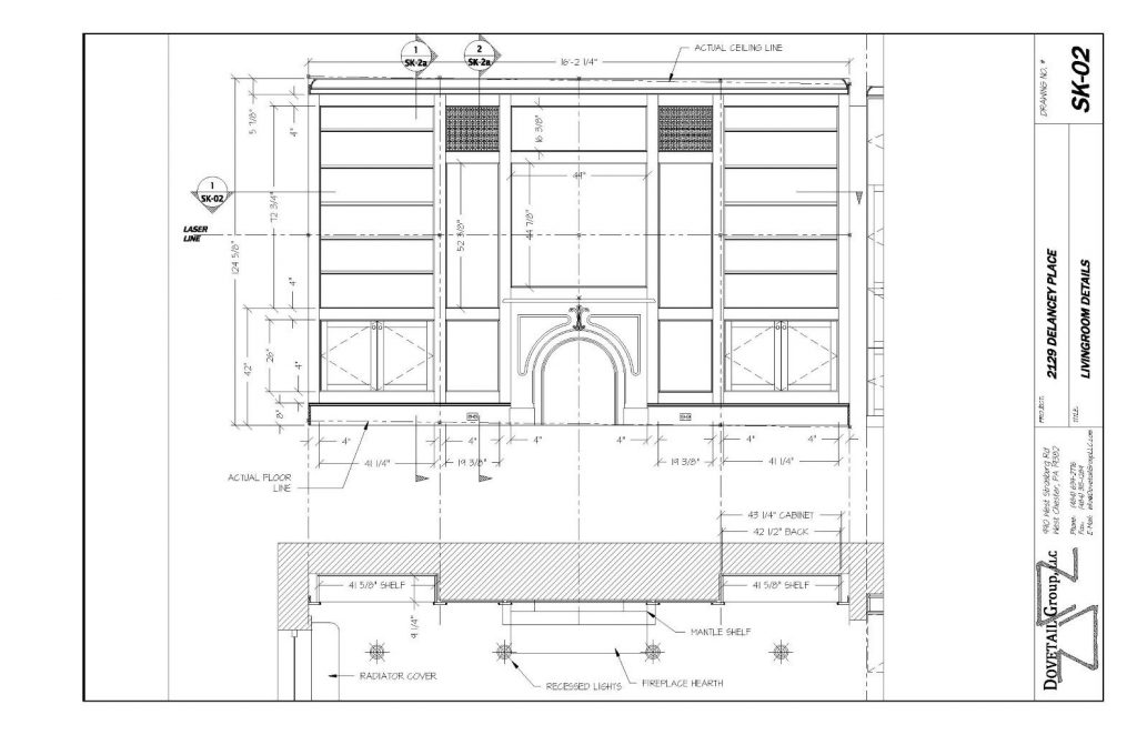 drawing of Delancey Street renovation of bookcases