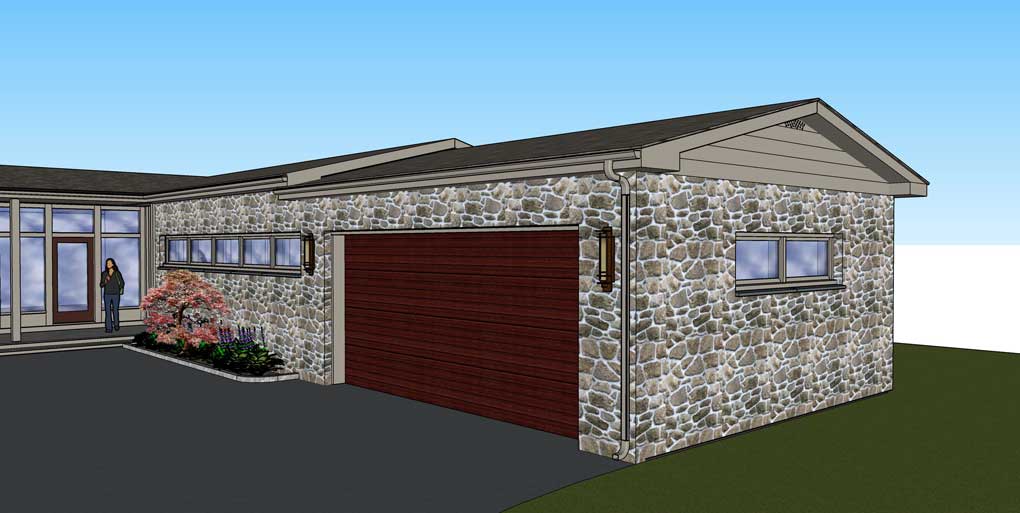 Garage Design with Stone Treatment