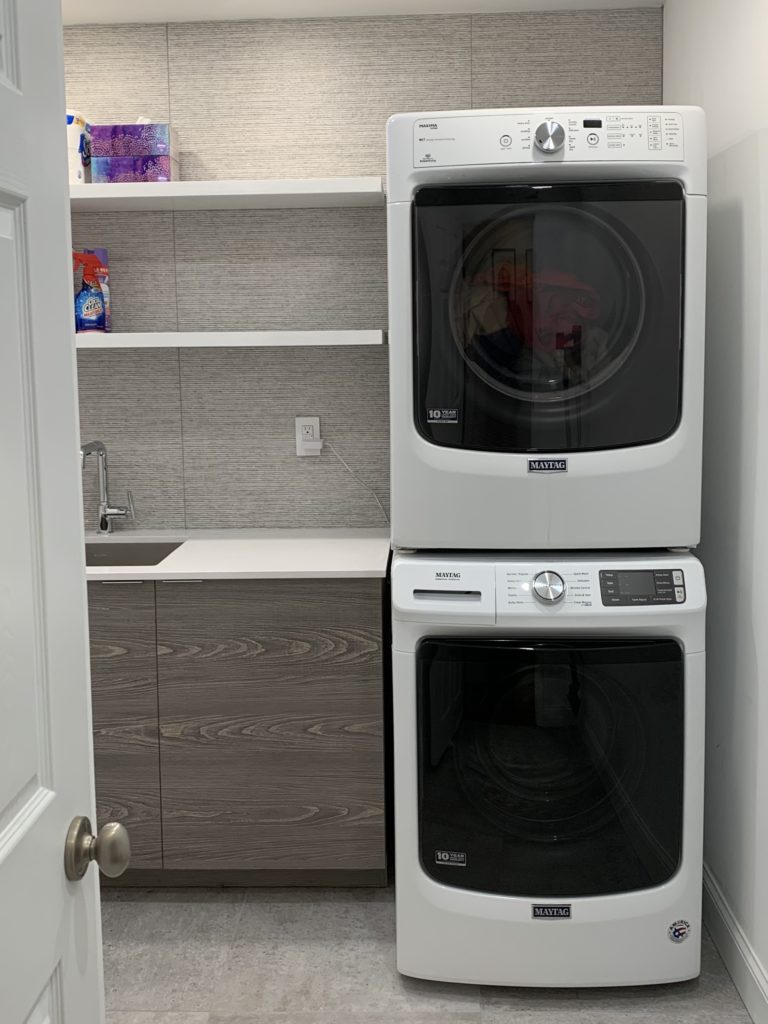 Stacked Washer & Dryer in Laundry Room