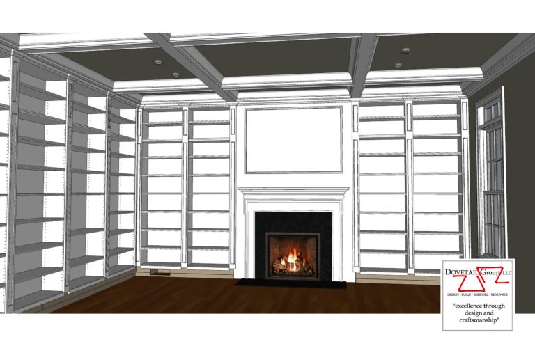 Library Fireplace & Bookcases Design Drawing