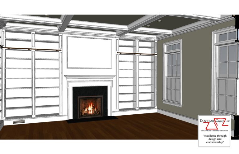 Library Fireplace Design Drawing