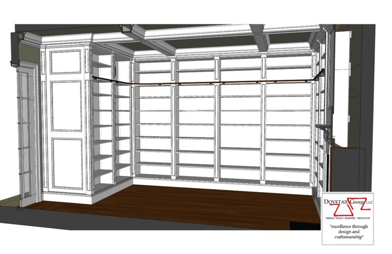 Library Floor to Ceiling Bookcases Design Drawing