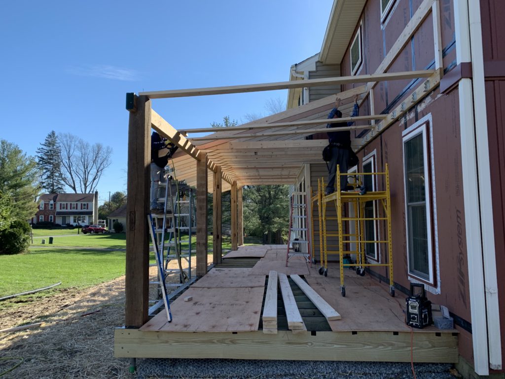 Front porch during construction
