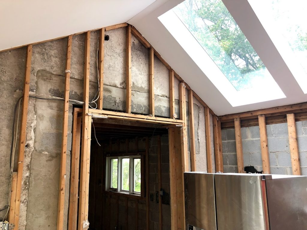 Breakfast room during construction